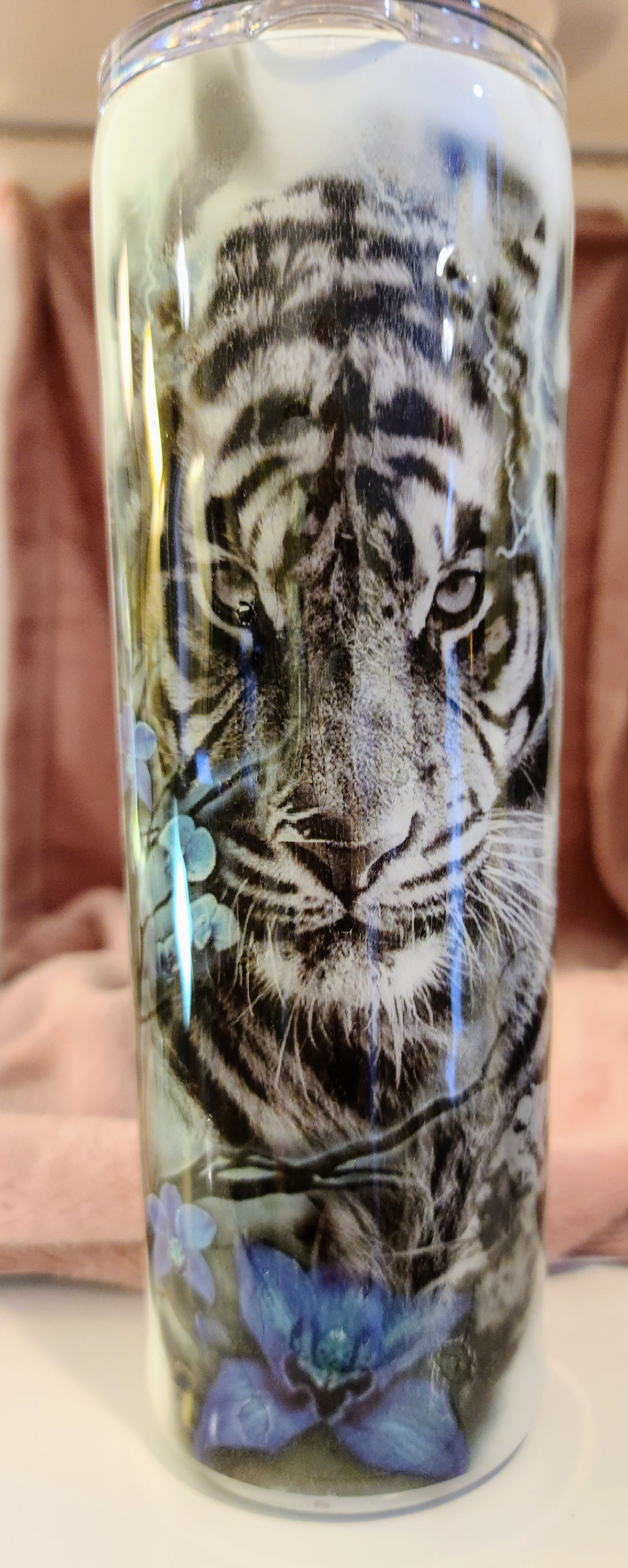 Custom Tiger Tumbler – 20oz Stainless Steel, Glossy Epoxy, Personalized Gift