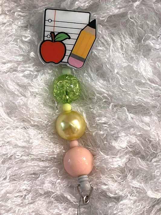 Fun Retractable Wooden Bead Teacher Badge Reel – Clip-On Resin ID Holder